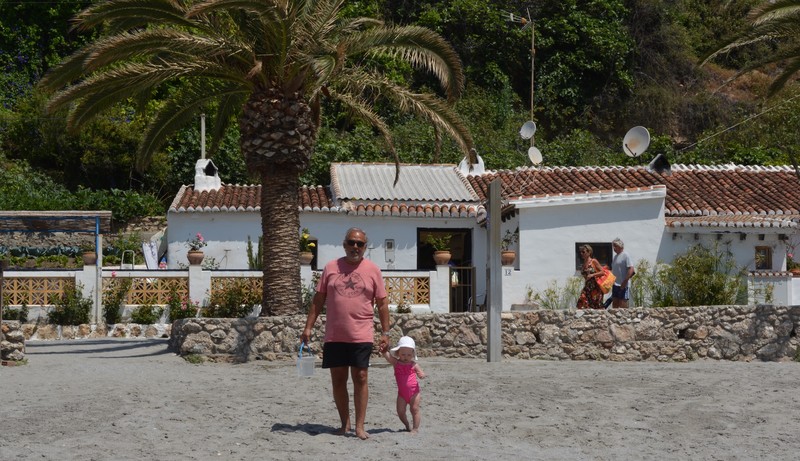M with granddaughter Olive - El Salon Beach - Nerja