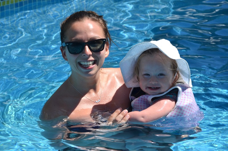Olive & Mum in the Cortijo pool- Nerja