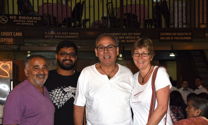 From Left Satish, Swapnil & us at Britannia Restaurant (a Parsee refuge Institution from Persia), Mumbai
