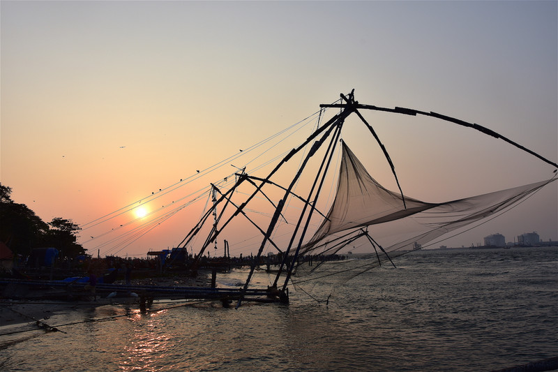 Chinese Fishing Nets at sunset, Kochi, Kerala