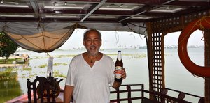 M with his cool refreshment - the only way to travel the Kerala backwaters - Allepey