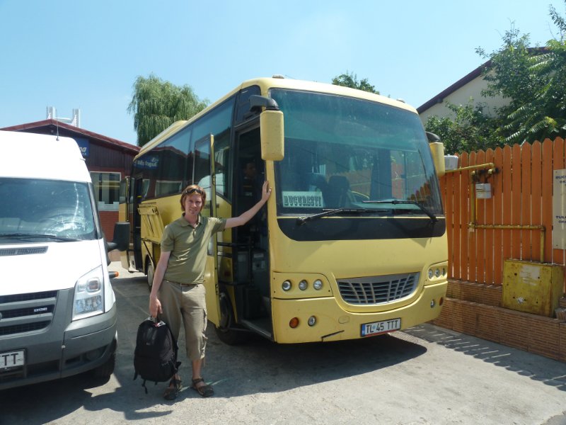 About to get onboard the bus to Tulcea