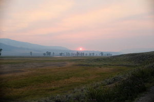 Yellowstone - Sunset over a smokey sky