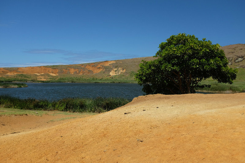 crater lake near Rano Raraku
