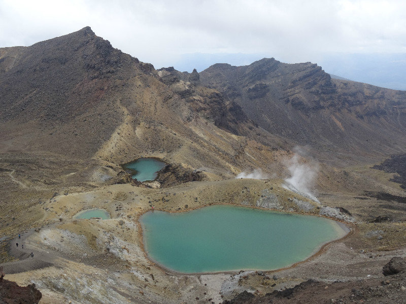 rewarded by volcanic lakes view at the top