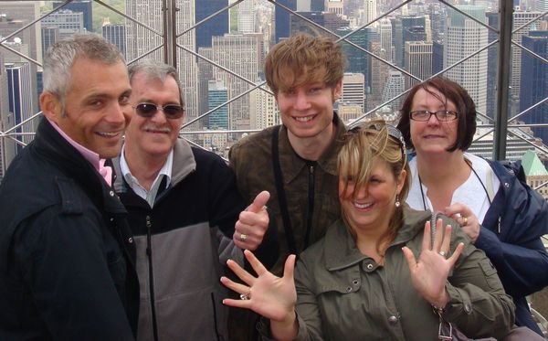 Mum, Dad, Jen, Geoff and Mikey on top of the Empire State