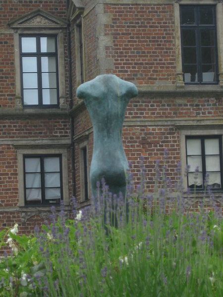 Scuplture in the flower bed