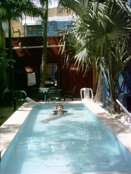 Rory in the hostel pool