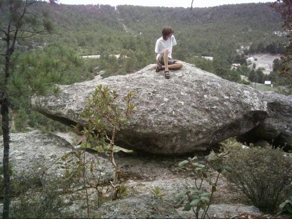 Creel - Owen on hillside rock