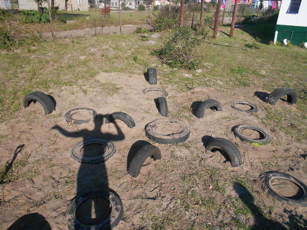 The completed tyre course!