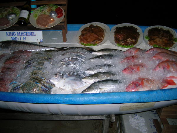Seafood spread on the beach