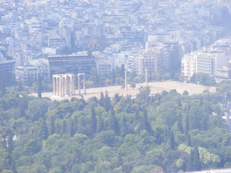 Temple of Zeus from above through the smog