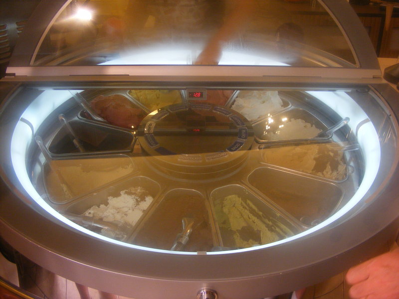A rotating gelato freezer