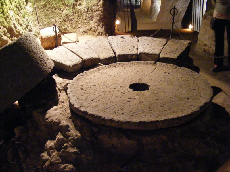 Medieval olive oil press underground