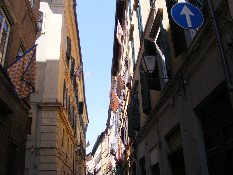 Siena streets with flags flying