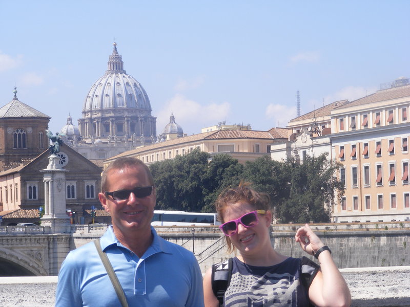 Crossing the river with St Peters behind