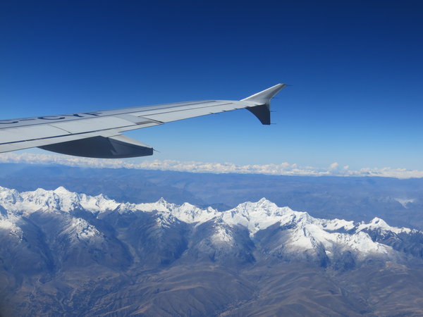 The snow capped Andes Mountains