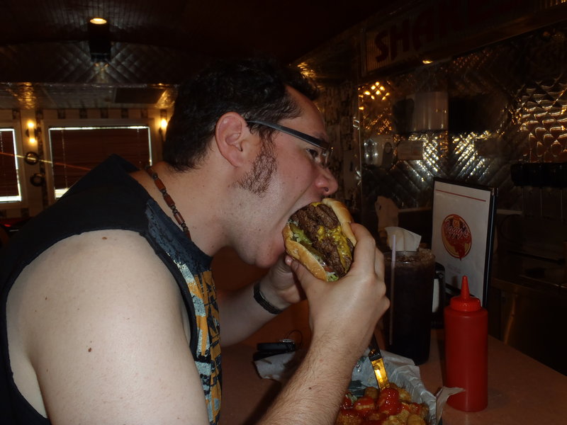 Burger bigger than Rob's head