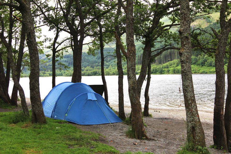 Tent camper on Loch Awe