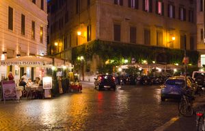 Rome street at night 