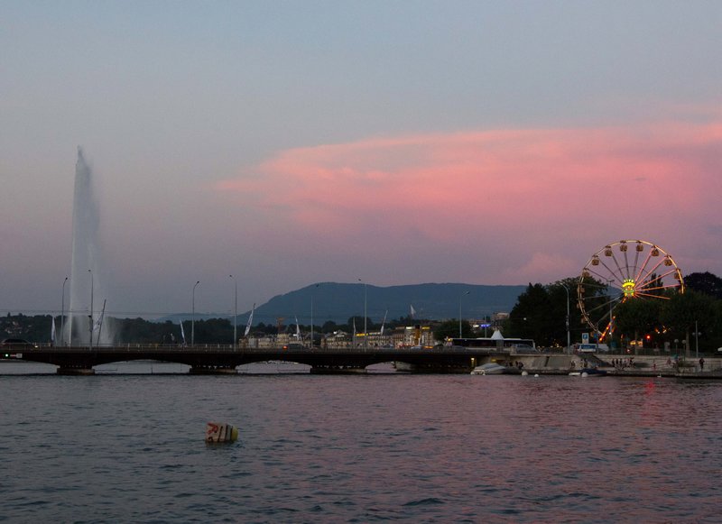 Sunset on Lake Geneva on a storm cloud