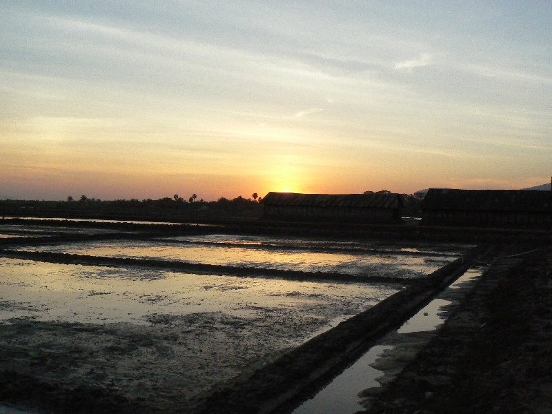 Sunset over the salt fields