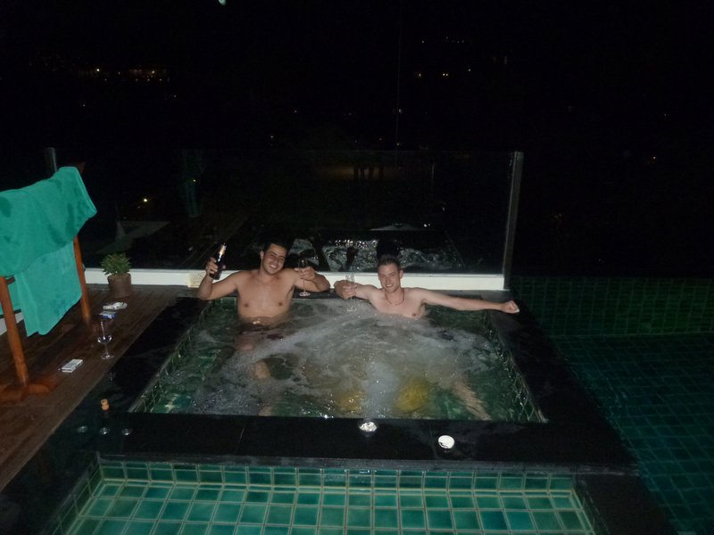 Champagne in the Jacuzzi