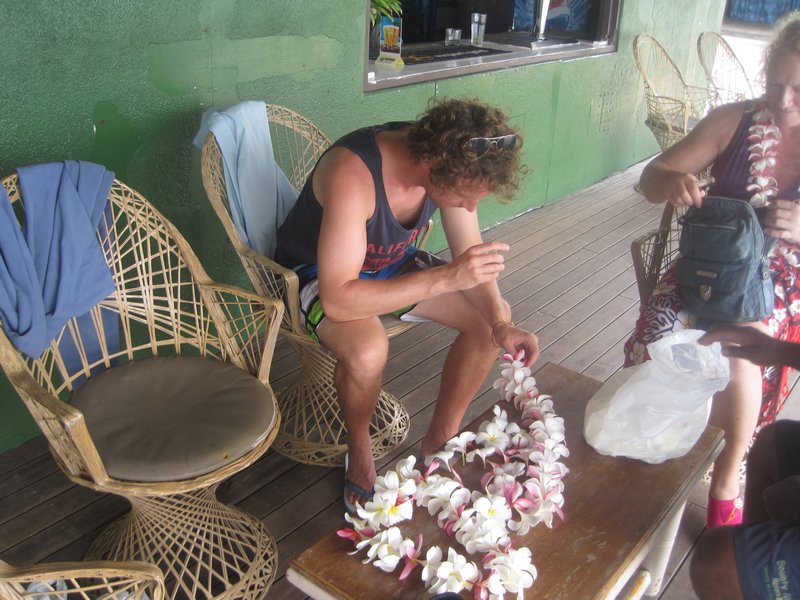 Lei making..concentrating hard