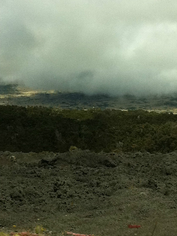 Low cloud cover over the lava desert