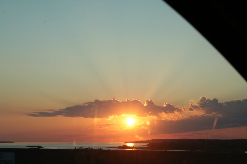 Sunset off the Mackinac Bridge