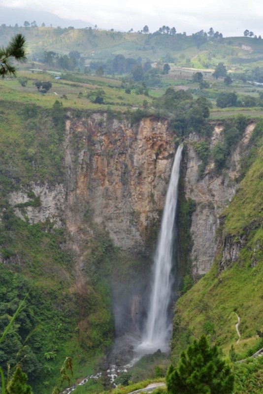 Waterfall into Lake Toba