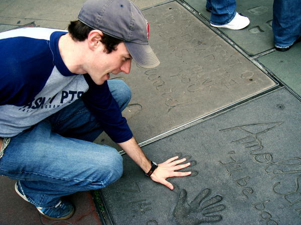 Keith in Arnold's concrete handprint
