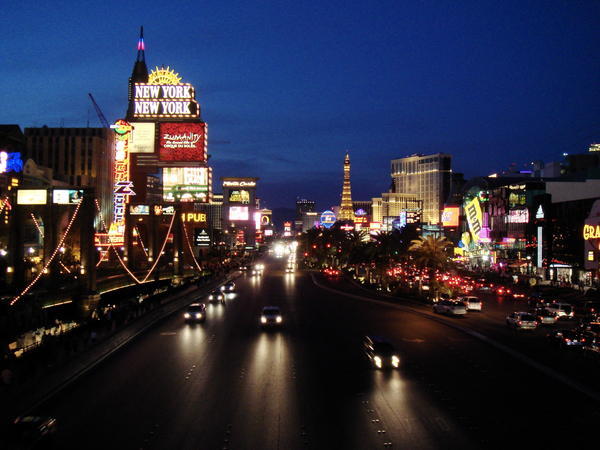 The north end of the Strip at night