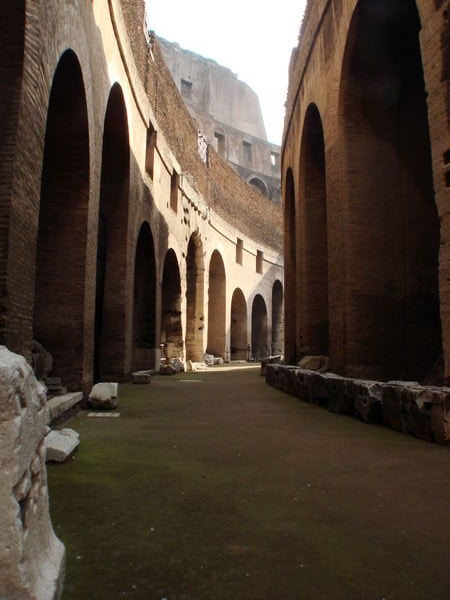 Solemn walls of the inside of the Colosseo