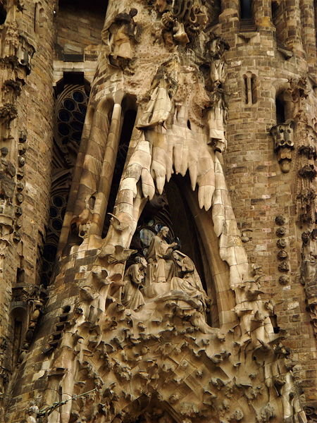 Closeup of a scene of la Sagrada Familia