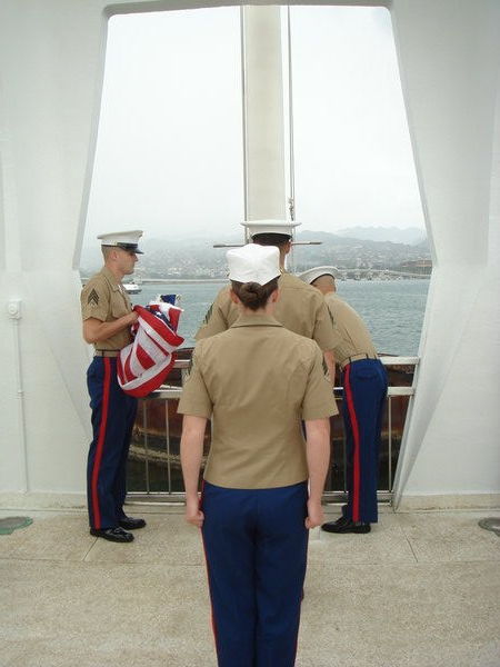 Flag Ceremony at Pearl Harbor USS Arizona Memorial
