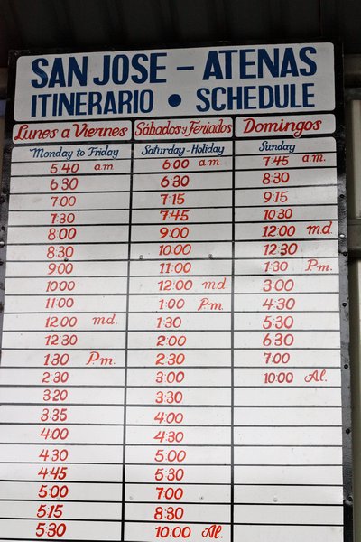 Bus schedule at Coca Cola station