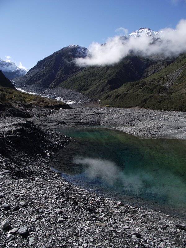 Fox glacier and clear water