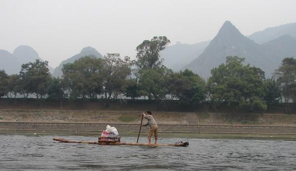 Li River- local on bamboo raft