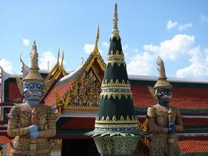 Demon Guards and Hall roof @ The Temple of the Emerald Buddha