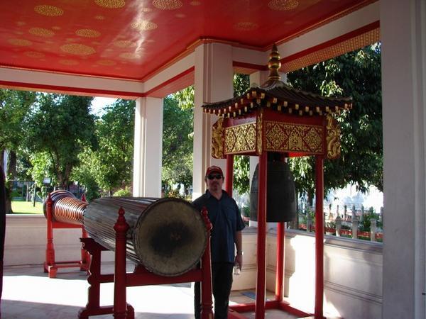 Scott by the drum and bell @ The Marble Temple
