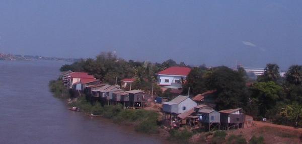 River housing near Phnom Penh