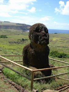 Sitting moai at Rano Raraku quarry