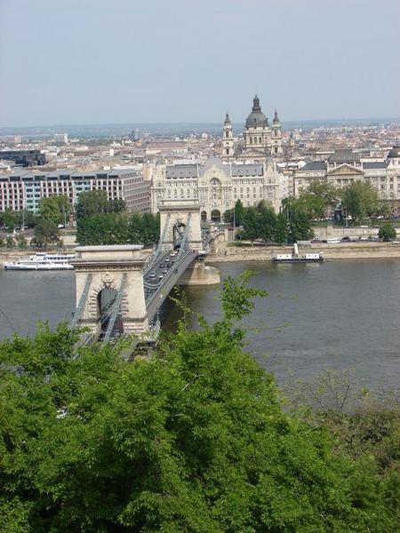 Chain bridge with Pest in background
