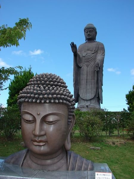 Small replica of the head on the Ushika Daibutsu (Great image of Amida Buddha)