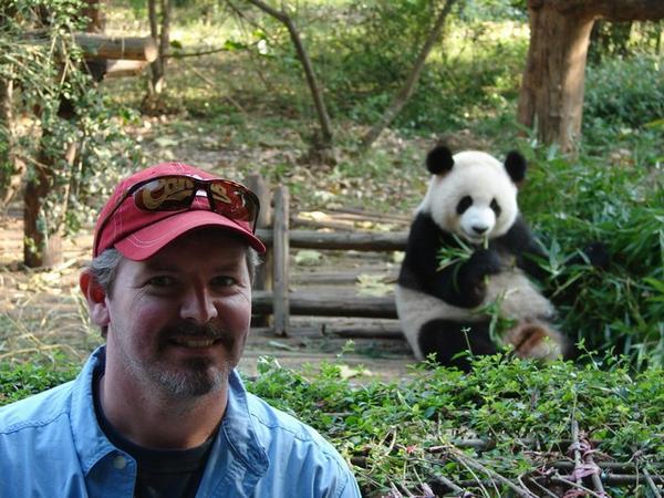 Scott & sub-adult giant panda