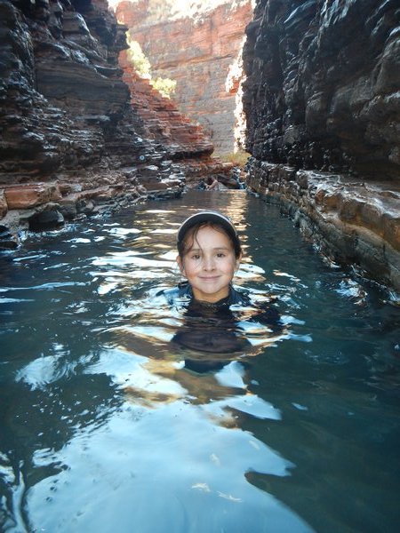 Wading through a section of Hancock Gorge