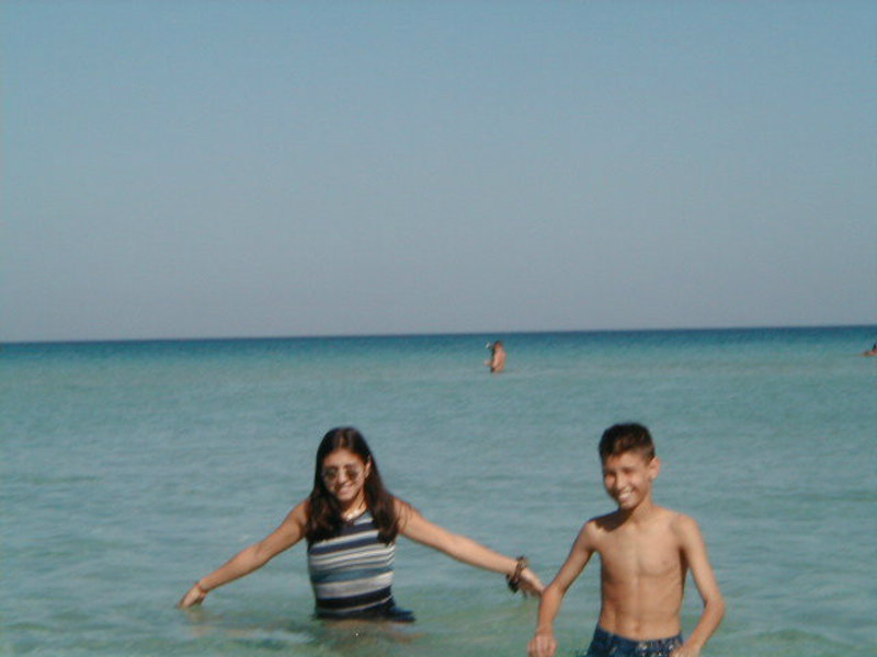 My Brother and I in the ocean of Mondello 