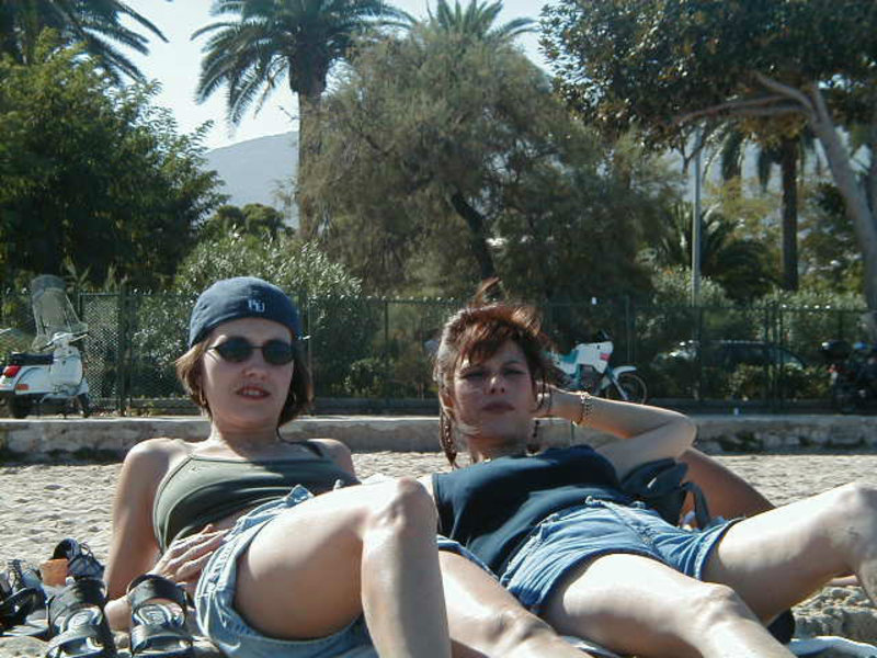 My Mom and My Aunt Fina on Mondello Beach in Sicily