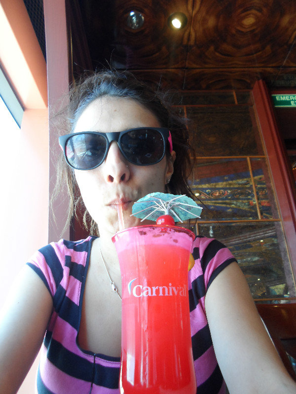 Enjoying my first tropical drink of the cruise!